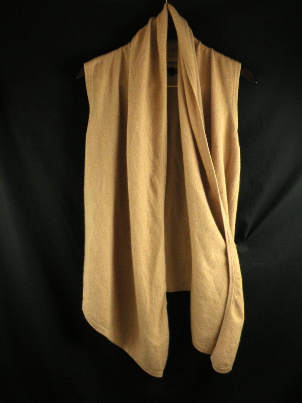 Brodie 100% Cashmere Camel Hi-Lo open front Sweater Vest S
